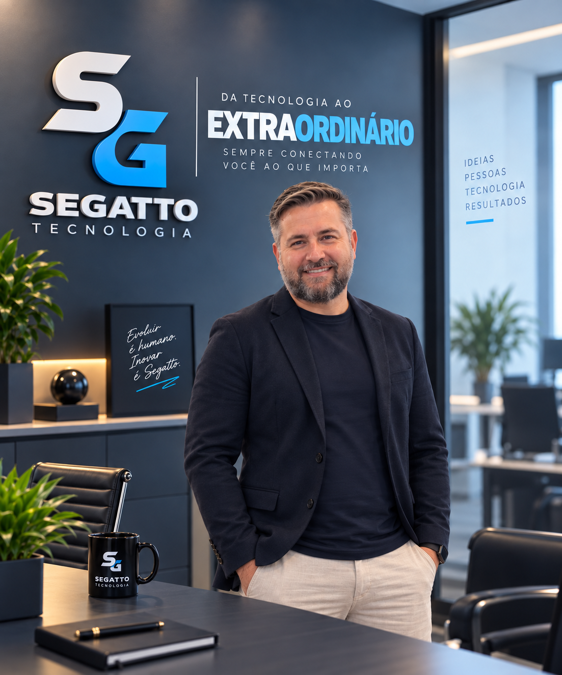 Rafael Segatto na sede da Segatto Tecnologia — Da tecnologia ao extraordinário